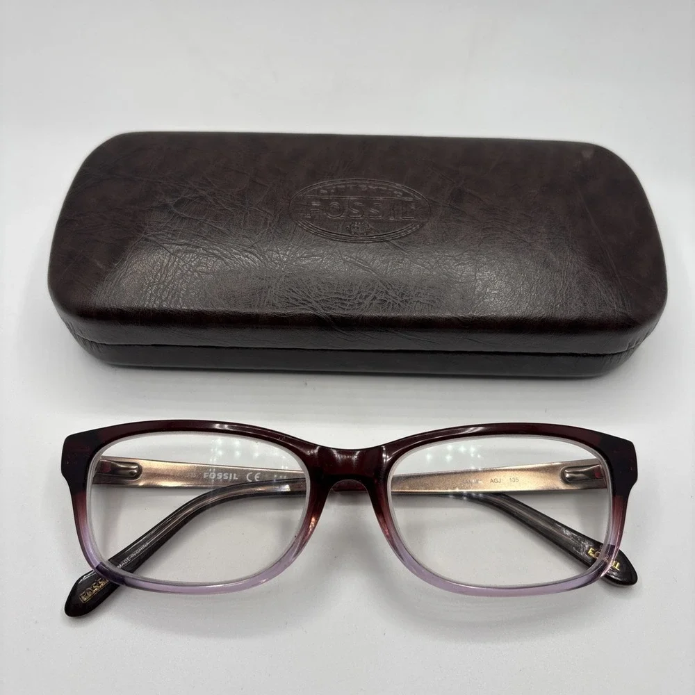 Fossil Eyeglasses Sammy AGJ Brown Violet Frames (51-16-135) w/case
